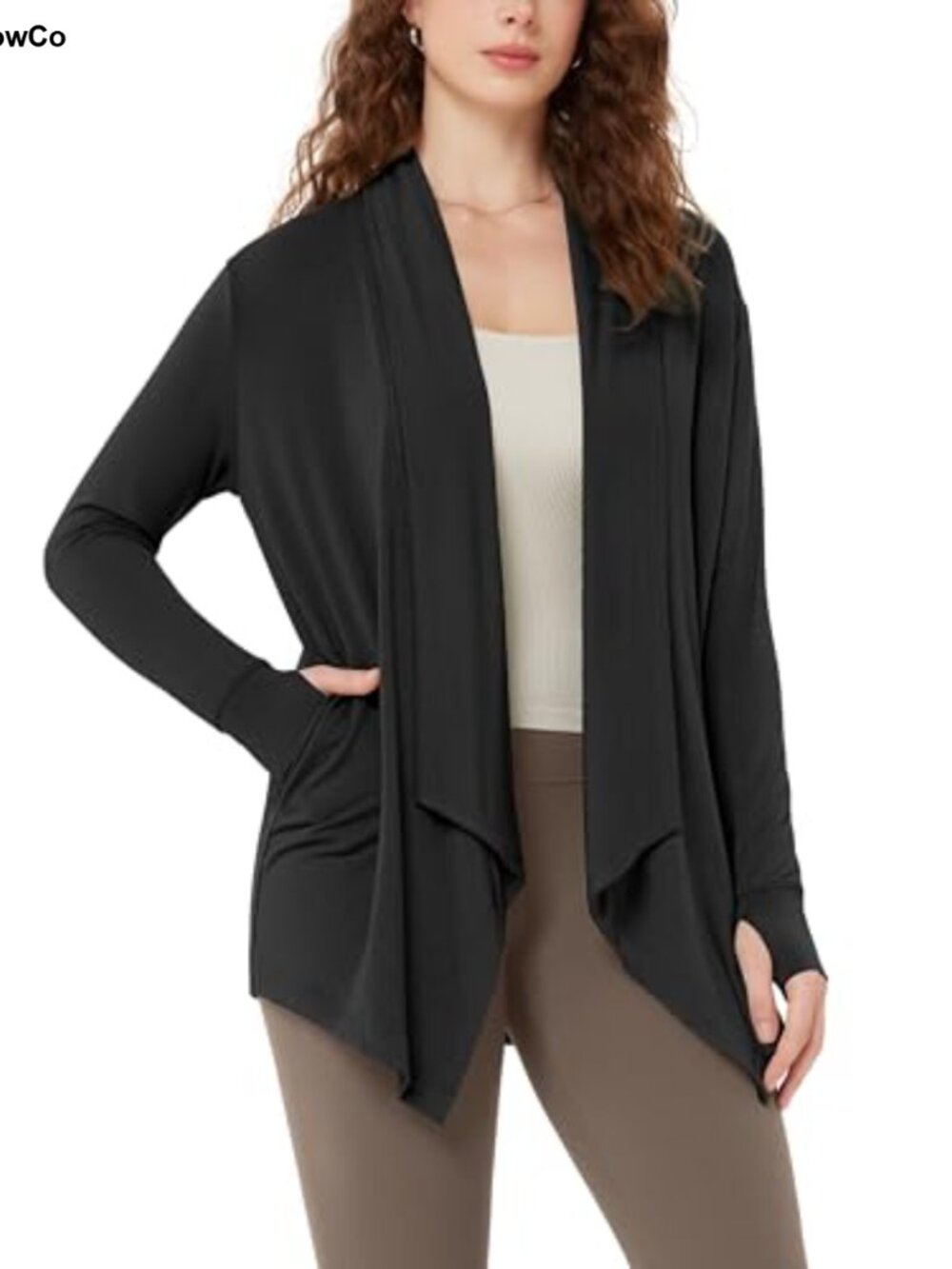 Open Front Drape Cardigan Cozy Soft Long Sleeve Wrap with Pockets